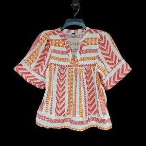 EUC Old Navy Pink & Orange Tribal Print Blouse Size XS